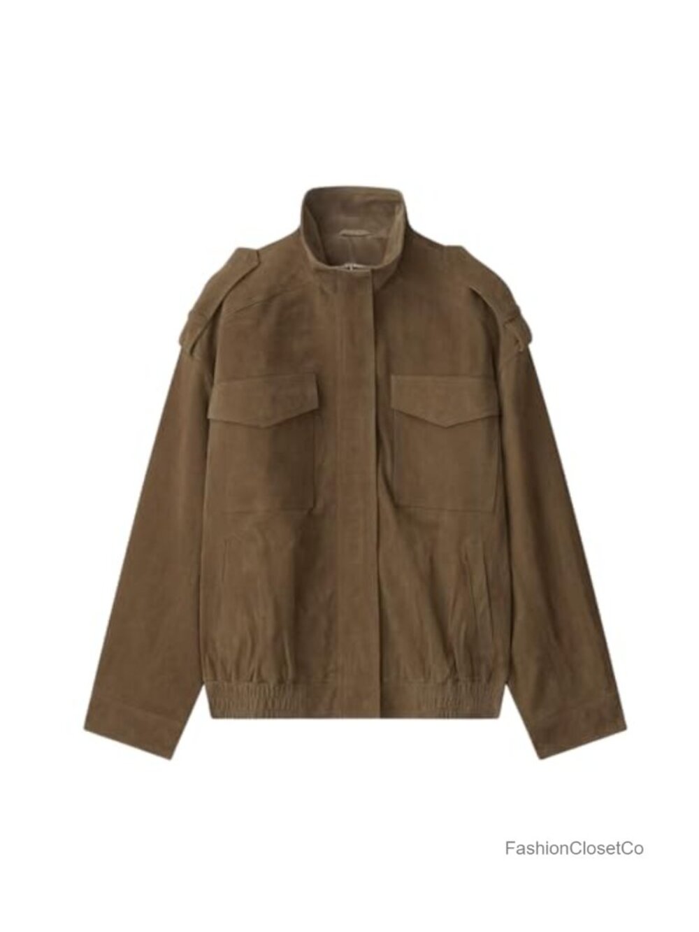 Faux Suede Bomber Jacket Zip Up Oversized Vintage Coat